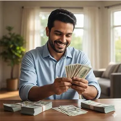 happy man with money