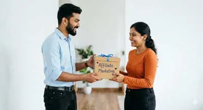 a man gifting affiliate information