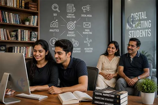 Digital Marketing Students Watching Parents