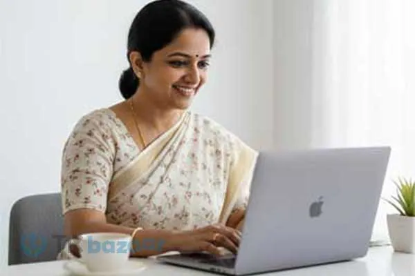 An individual woman doing online business