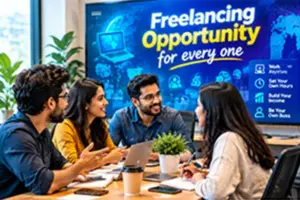 Freelancers at meeting 