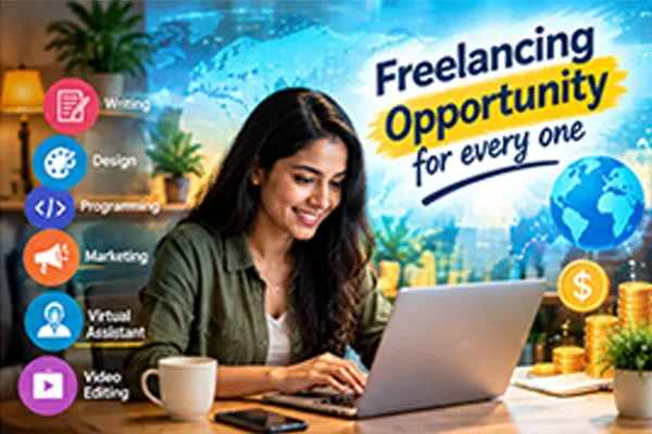 A girl in freelance job
